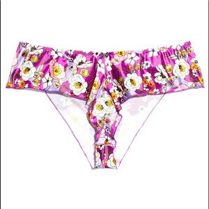 Savage X Fenty Mod Poppy Stretch-Satin Tap Short in Juicy Purple Flower 2X NWT